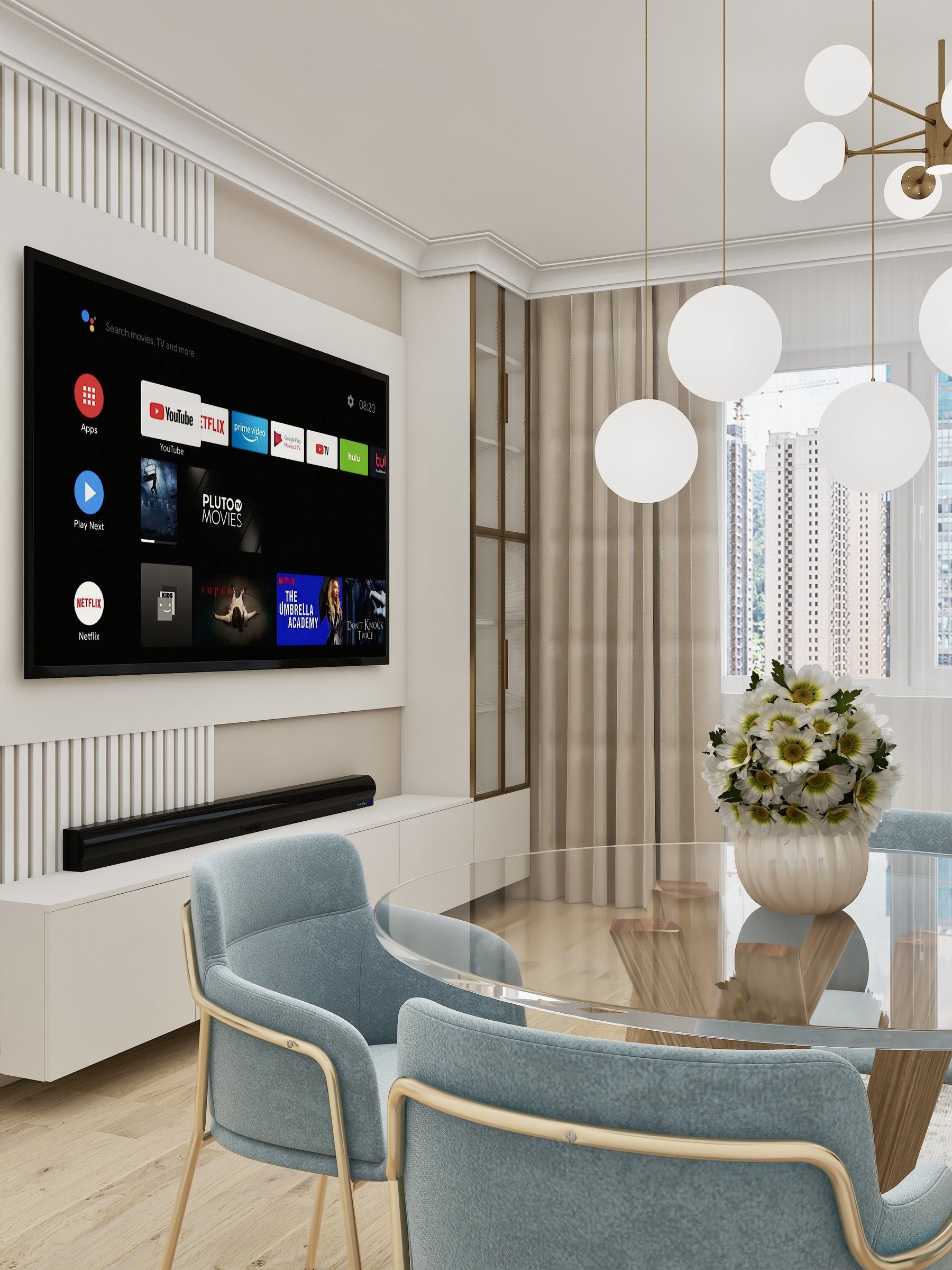 Detaliu living, accente metalice aurii