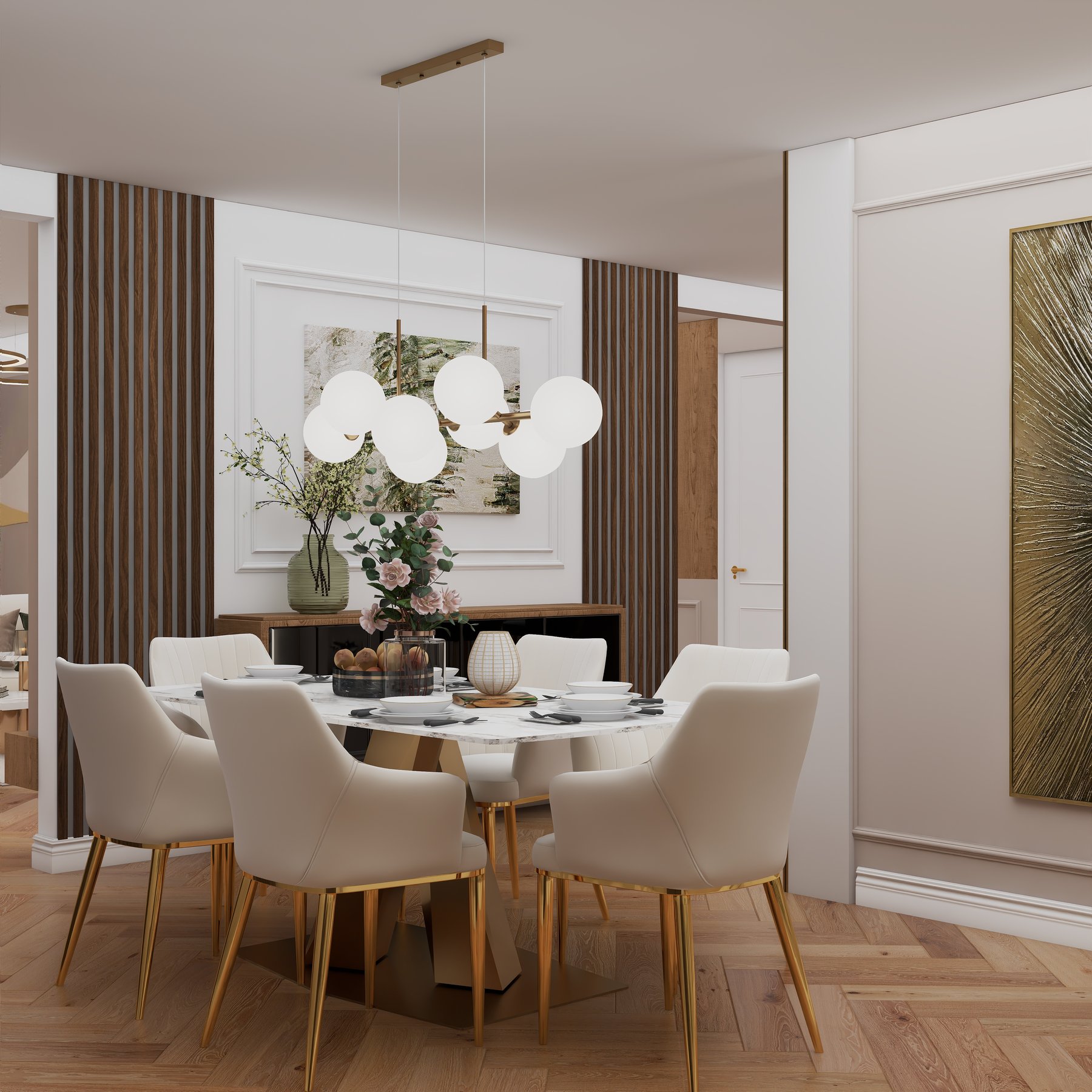 Dining, detaliu corp iluminat auriu